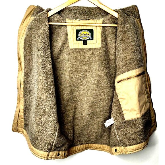 CABELA'S Mens Vest Sherpa Lined Outdoor Gear Gorpcore Full Zip Canvas Jacket L - Picture 7 of 16